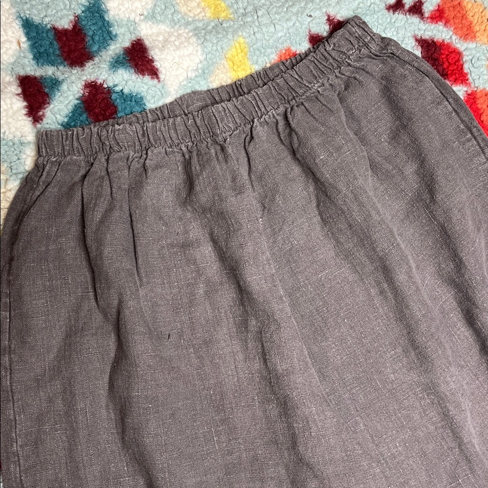 Bryn Walker gray linen loose wide pants cropped - Picture 4 of 5